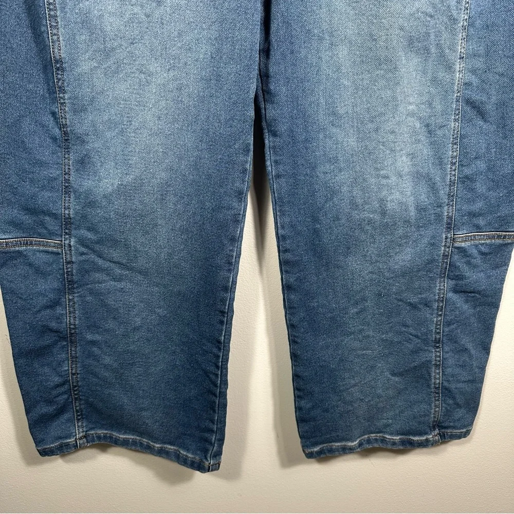Pilcro Anthropologie Blue Wide Leg Cropped Barrel Denim Jeans Size 28 Tall Chic - Picture 6 of 15